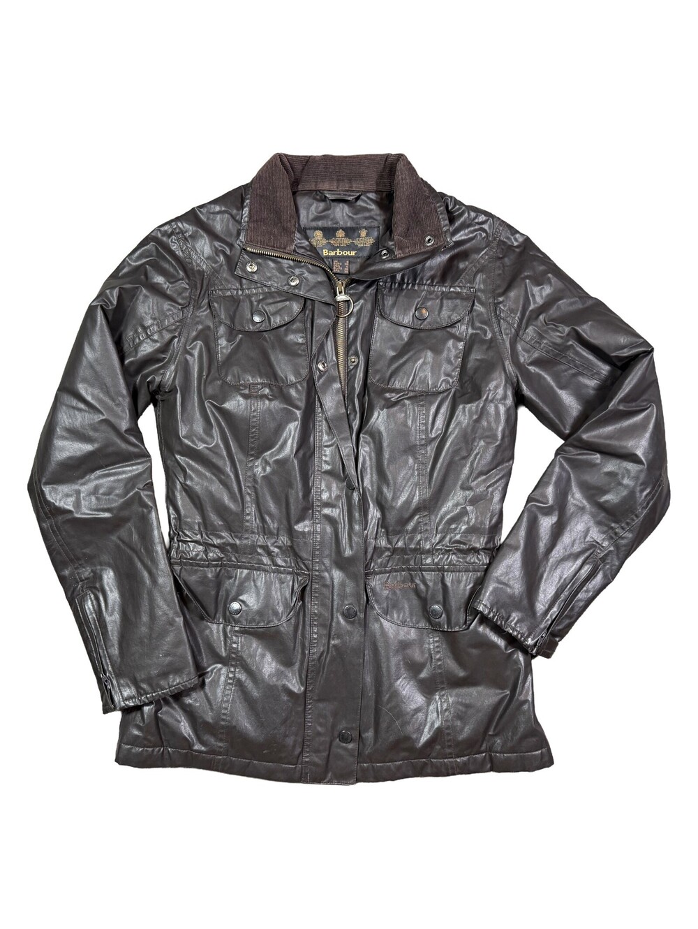 Barbour Ladies Sapper Jacket US 4 Brown Carbon Finish Waterproof Field Coat UK 8